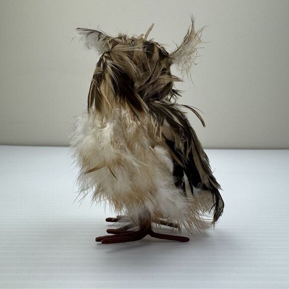 OWL Decor Beige Brown FEATHERS Free Standing HOME DECOR Bird - Picture 4 of 9